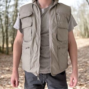 Vintage Duck Down Hunting/Fishing Puffer Vest with Hidden Hood JJ Cochran